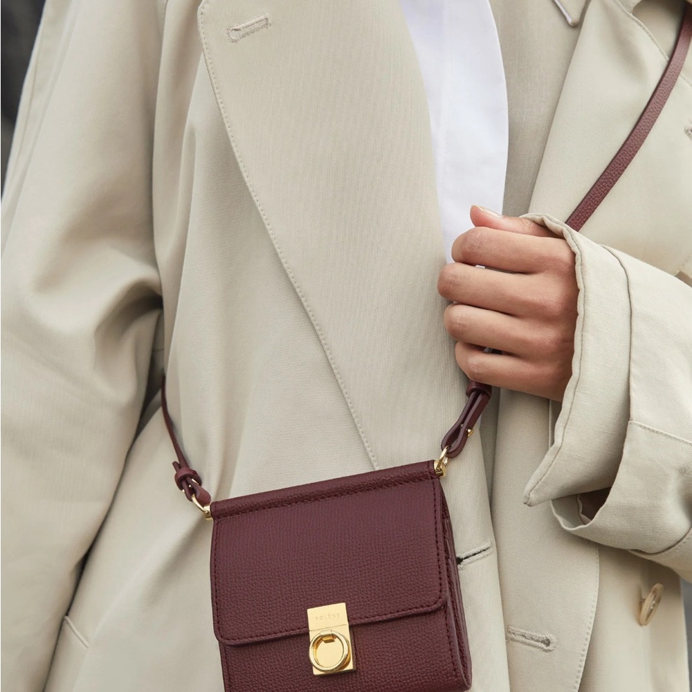 BNIB Polene Numéro Sept Crossbody Wallet - Burgundy Colour - Picture 4 of 5